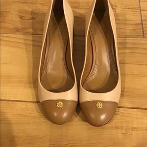 Tan and Cream Tory Burch Heels, Great Condition, Size 7